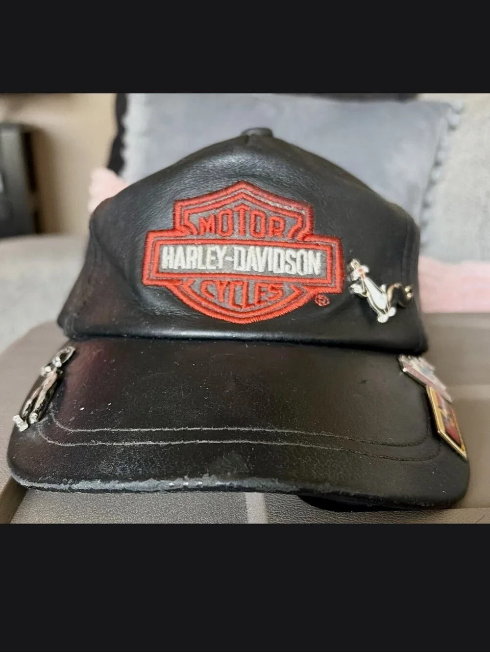 Original Harley-Davidson Black Leather Cap